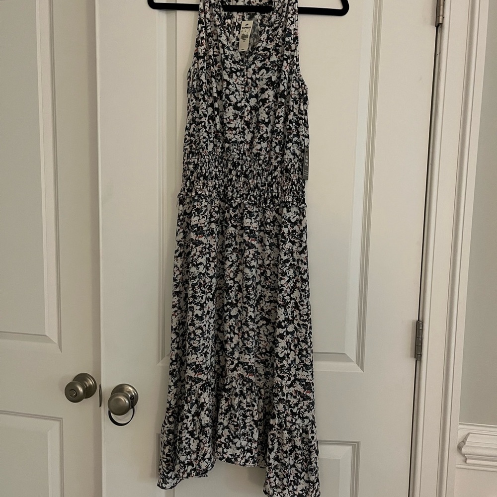NWT Express Floral High Neck Smock Waist Midi Dress